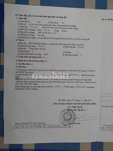 Bán Nhà cấp 4 Tân Thới Nhì - Hóc Môn.