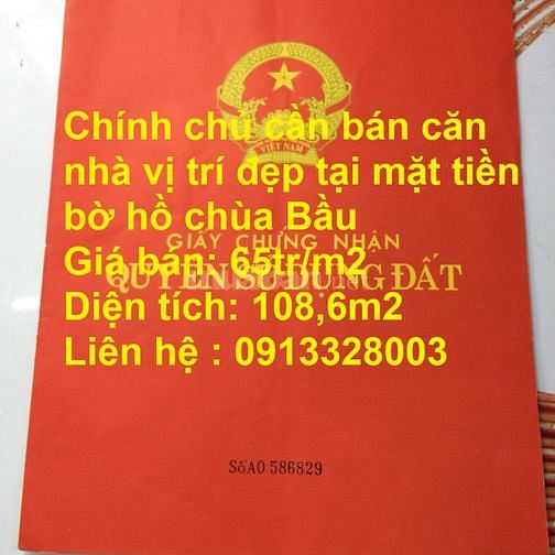 Chính chủ cần bán căn nhà vị trí đẹp tại mặt tiền bờ hồ chùa Bầu