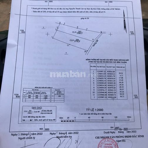 Lô 3770m2 giá 1.5ty Phan Rí Thành ra biển 1,5km có Đường thấy Biển