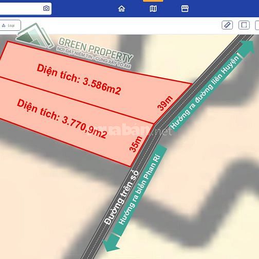 Lô 3770m2 giá 1.5ty Phan Rí Thành ra biển 1,5km có Đường thấy Biển