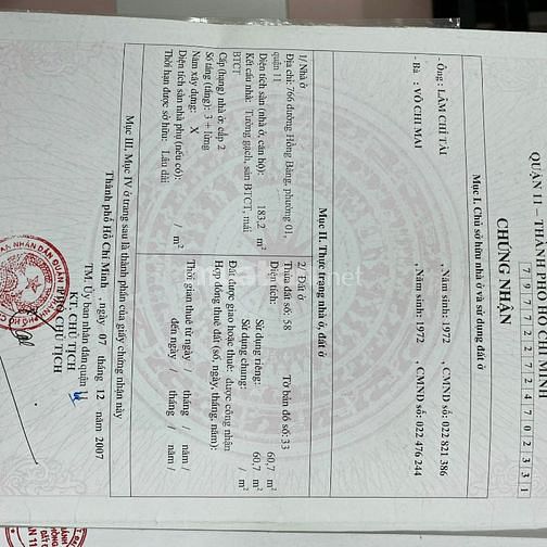 NHÀ BÁN HỒNG BÀNG,QUẬN 11,079 3935 973