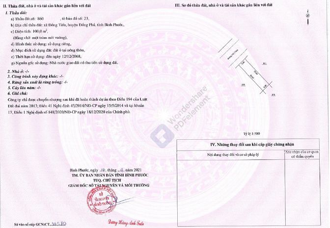 Bán lô đất SHR ngay gần TT Đồng Xoài, giá 900tr