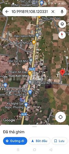 Bán đất 2 mặt tiền cách QL 28 450m xã Hàm Chính, Hàm Thuận Bắc.