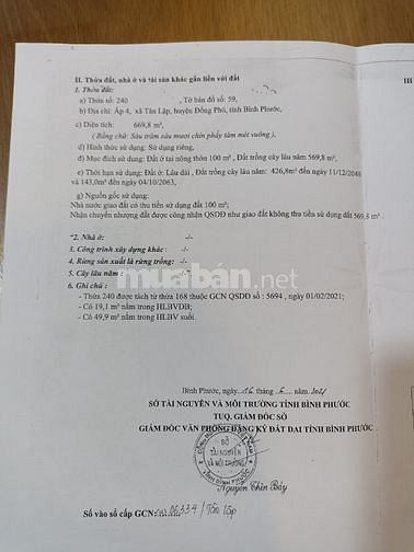 CẦN BÁN GẤP LÔ ĐẤT ĐẸP BÌNH PHƯỚC CHÍNH CHỦ