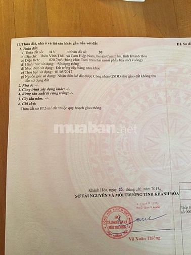 Đất chính chủ 2015 MT đường Suối Môn gần dự án Vingroup