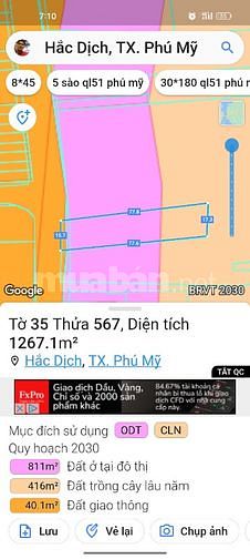 bán đất mặt tiền tập đoàn 7 - hắc dịch-phú mỹ, đối diện khu cnc 450ha.