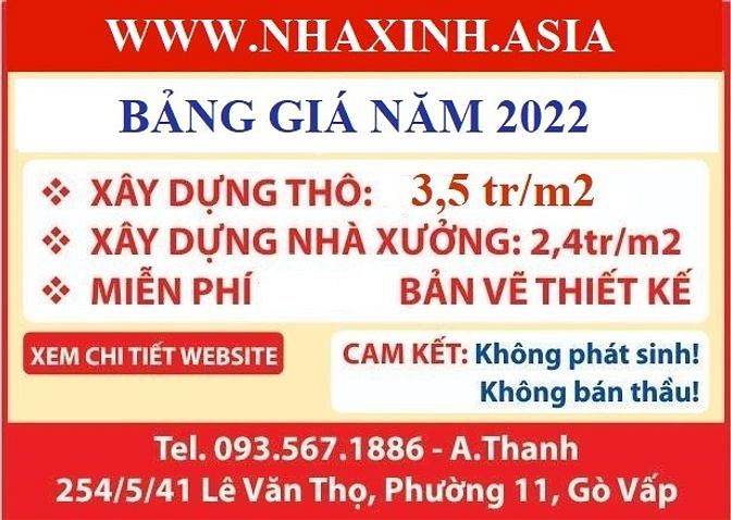 báo giá xây dựng phần thô năm 2022 là 3,600,000 đồng/m2