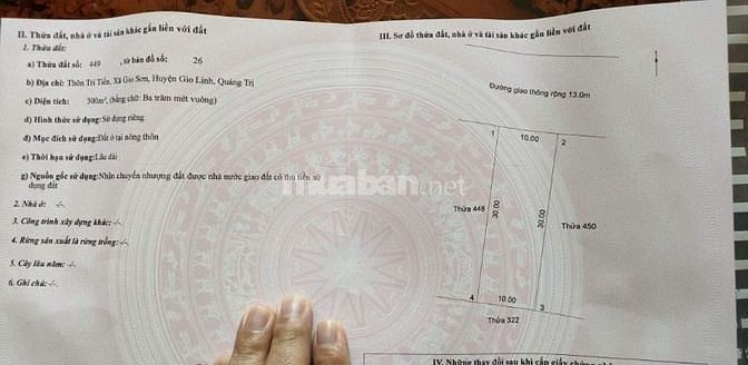 BÁN LÔ ĐẤT GIO SƠN Gio Linh Quảng Trị