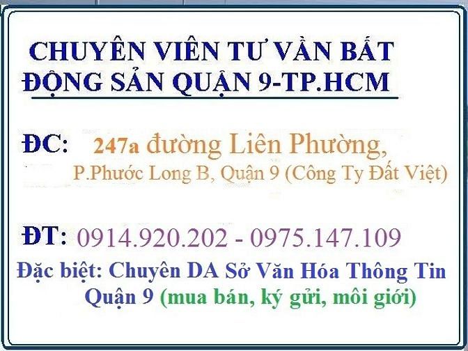 Những lô đất đang bán dự án Sở Văn Hóa Thông Tin Quận 9, sổ đỏ riêng