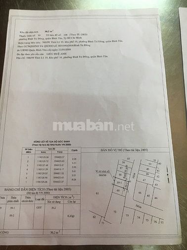 Bán Nhà 588/99 Tỉnh Lộ 10, 30.2m2, 4x7.55, 3 Tầng, BTĐ. Bình Tân
