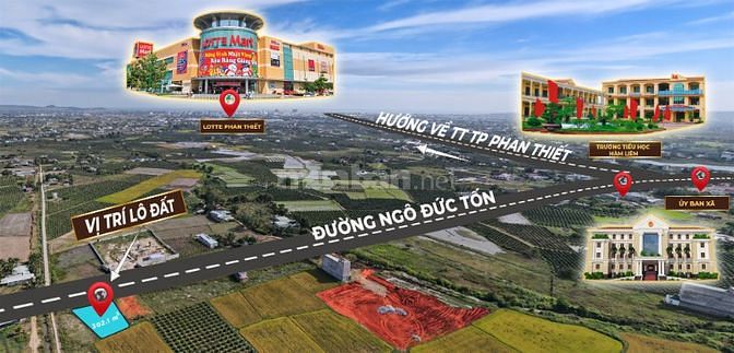 Bán 300m đất thổ cư ngay UB Hàm Liêm, đường nhựa 10m, mở rộng 30m