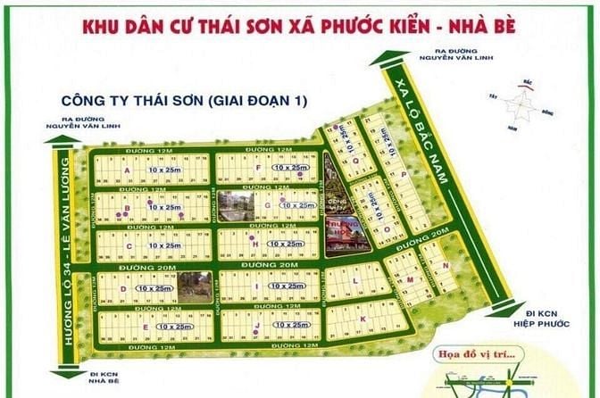 Bán lô đất sổ đỏ đg 12m KDCThái Sơn , PHƯỚC KIỂN 10x25 . 58tr/m2 