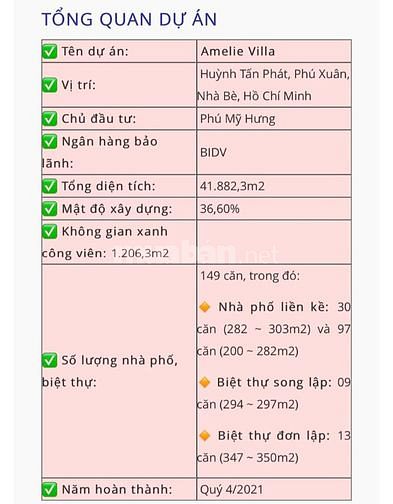 Nhà Phố Liền Kề 2 Mặt Tiền Amelie Villa Phú Mỹ Hưng,Nhà Bè,Dt:6x18m, 