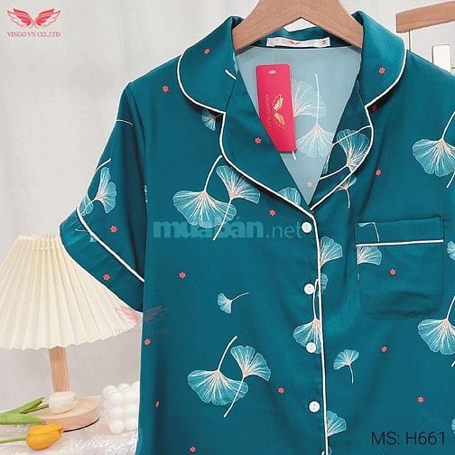 Pijama lụa đồ bộ ngủ mặc nhà cao cấp mùa hè VINGO tay ngắn quần lửng