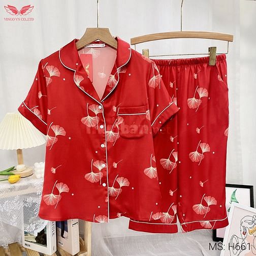 Pijama lụa đồ bộ ngủ mặc nhà cao cấp mùa hè VINGO tay ngắn quần lửng