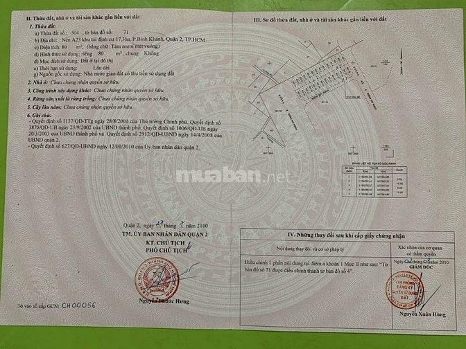 Bán đất mặt tiền chợ bình khánh đường lương định của nền A23 (80m2)