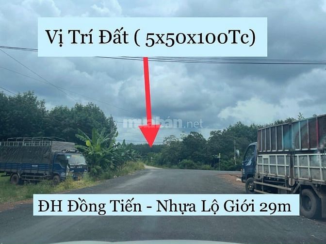 Đất Đồng Tiến 5x50x100m2 thổ cư gần nhà văn hoá Suối Binh