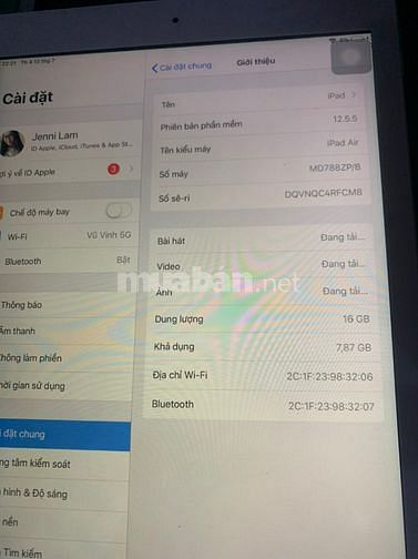 Ipad air 16g, wifi còn tốt , pin cày phim chơi game thoải mái