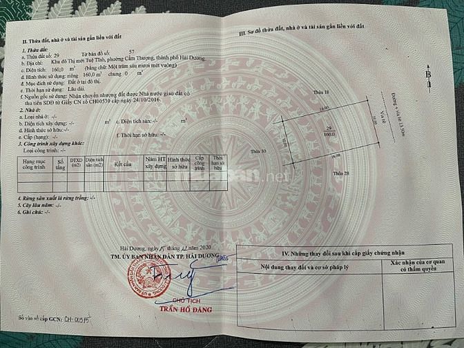 Chính Chủ Cần bán đất Biệt Thự Khu Đô Thị Tuệ Tĩnh Thành phố Hải Dương