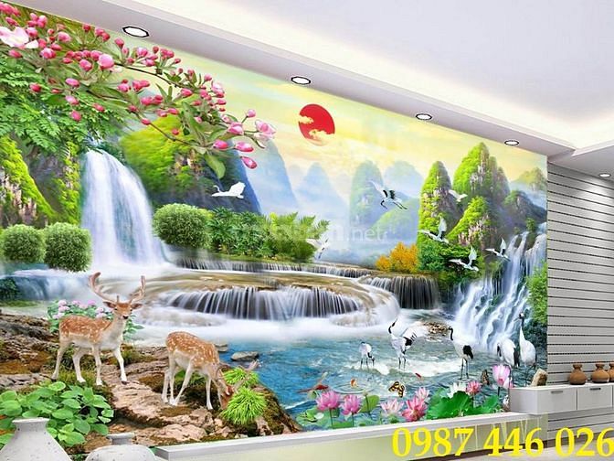 Tranh gạch men 3d ốp tường phòng khách đẹp HP24