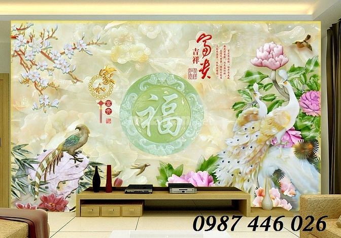Tranh gạch men 3d ốp tường phòng khách đẹp HP24