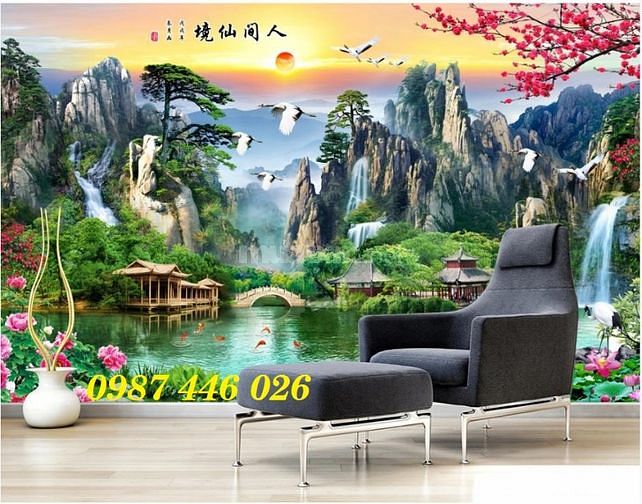 Tranh gạch men 3d ốp tường phòng khách đẹp HP24