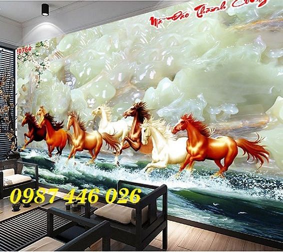 Tranh gạch men 3d ốp tường phòng khách đẹp HP24