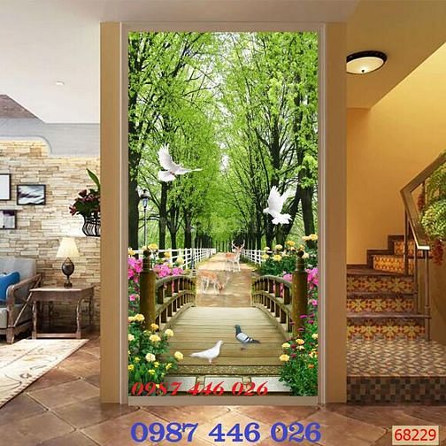 Tranh gạch men ốp tường đẹp hoa văn phòng khách HP9729