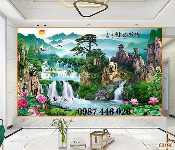 Tranh gạch men ốp tường đẹp hoa văn phòng khách HP9729