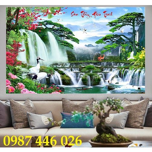 Tranh gạch men ốp tường đẹp hoa văn phòng khách HP9729