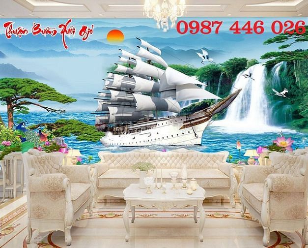 Tranh gạch men ốp tường đẹp hoa văn phòng khách HP9729