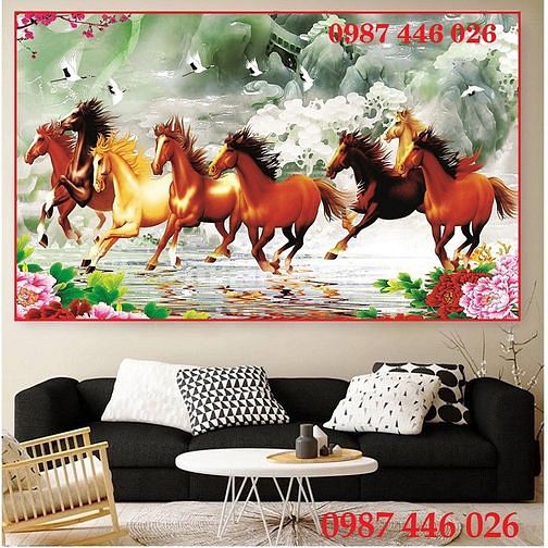 Tranh gạch men ốp tường đẹp hoa văn phòng khách HP9729