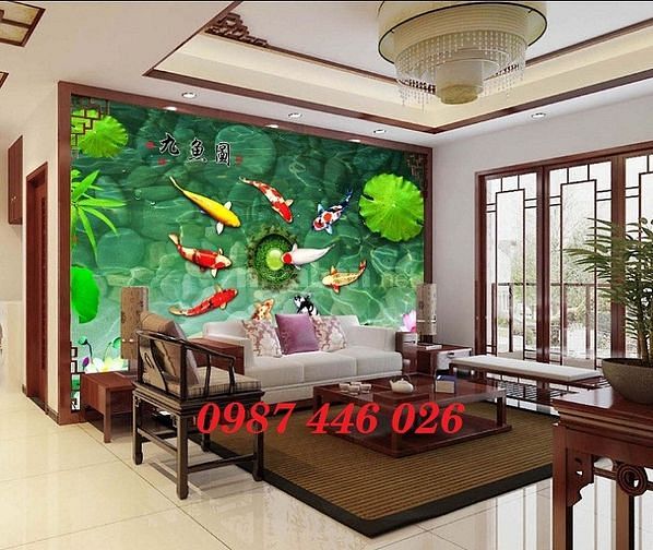 Tranh gạch men ốp tường đẹp hoa văn phòng khách HP9729
