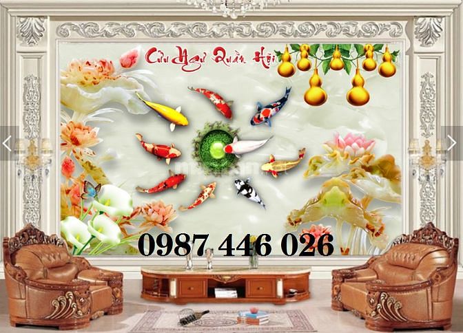 Tranh gạch men ốp tường đẹp hoa văn phòng khách HP9729