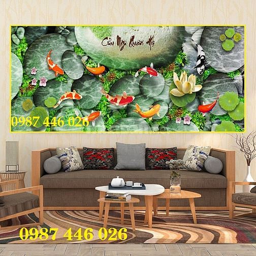 Tranh gạch men ốp tường đẹp hoa văn phòng khách HP9729