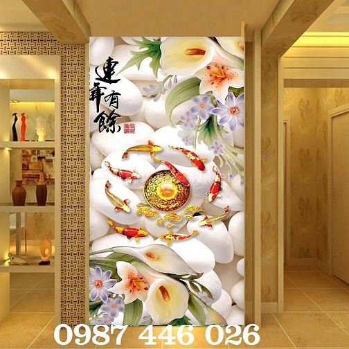 Tranh gạch men ốp tường đẹp hoa văn phòng khách HP9729