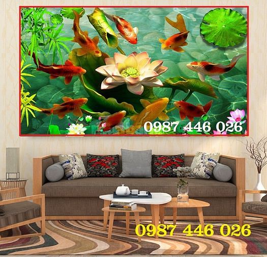 Tranh gạch men ốp tường đẹp hoa văn phòng khách HP9729