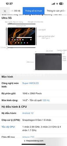 Cần bán máy tính bảng S8 Utra 128g