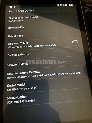 Tablet Amazon Kindle Fire HD8 (7th Gen) cũ