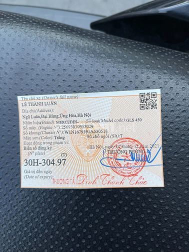 CHÍNH  CHỦ BÁN XE GLS450,SẢN XUẤT VÀ ĐANG KÝ 2021, MÀU TRẮNG