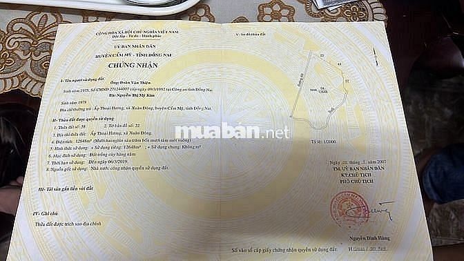 Bán đất Cẩm Mỹ, Đồng Nai diện tích ngang mặt tiền 170x70m, 750K/m2