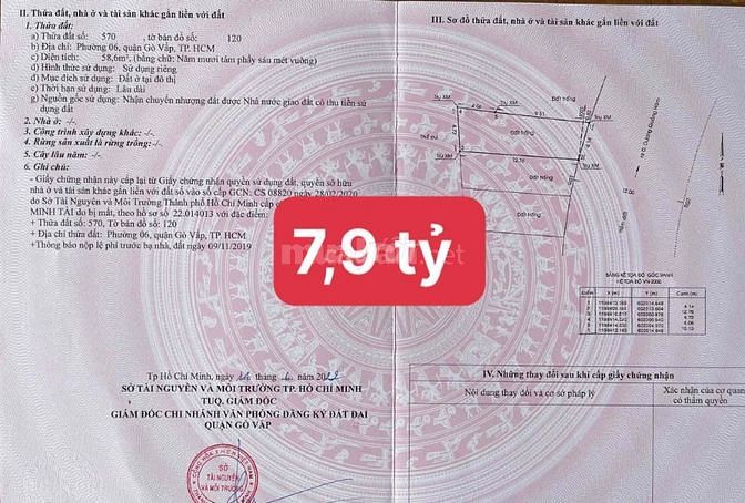 Đất mt Phạm Huy Thông P5 Gò Vấp: 4x15 giá 7.1 tỷ - 60 m2
