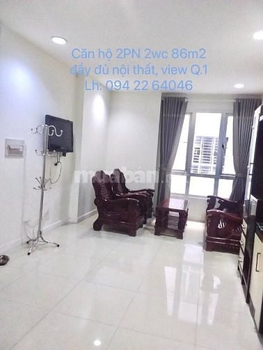 Bán căn hộ 2PN 2wc 86m2, bao nội thất, sổ hồng đầy đủ