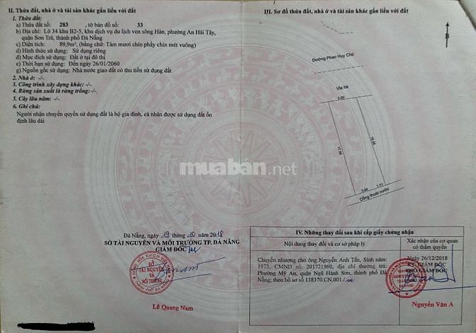 Cần bán 2 lô đất B2-5 đường Phan Huy Chú, P. An Hải Tây, Q.Sơn Trà, ĐN