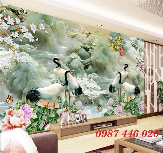 Tranh chim hạc- gạch tranh ốp tườn HP9668