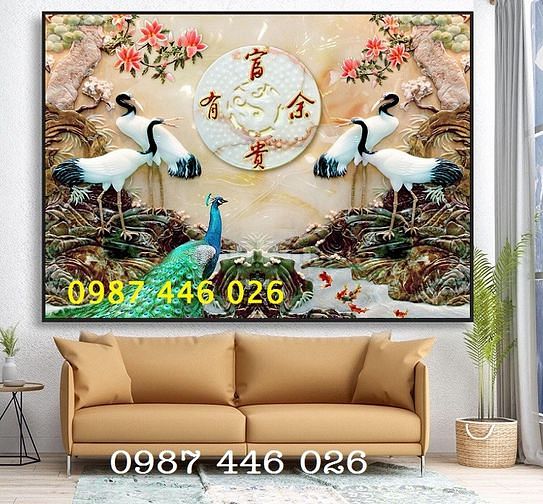 Tranh chim hạc- gạch tranh ốp tườn HP9668