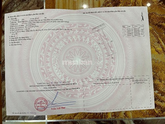 Chính Chủ cần bán 5 lô đất thổ cư tại thị xã ninh hoà tỉnh khánh hoà