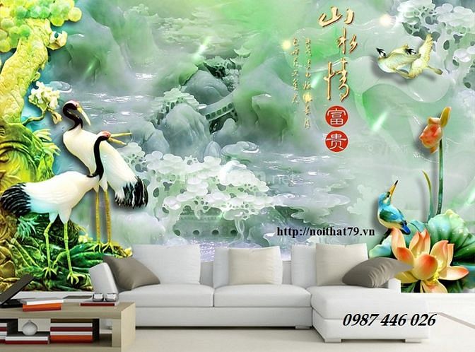 Tranh chim hạc- gạch tranh ốp tườn HP9668