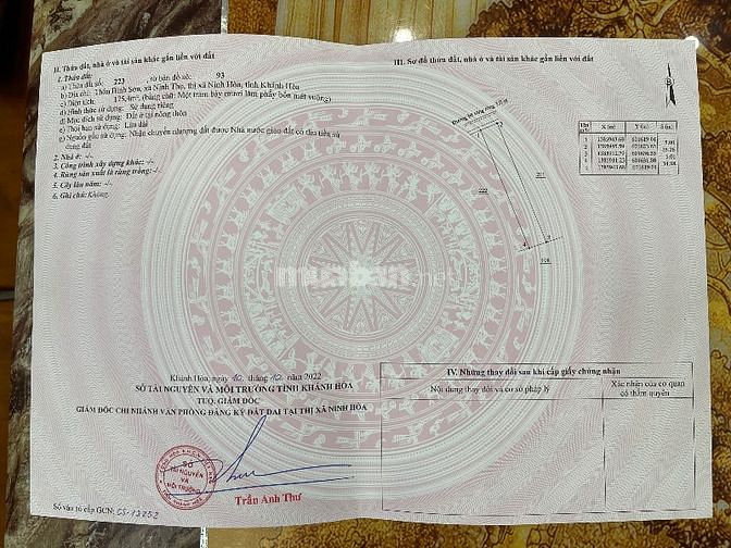 Chính Chủ cần bán 5 lô đất thổ cư tại thị xã ninh hoà tỉnh khánh hoà
