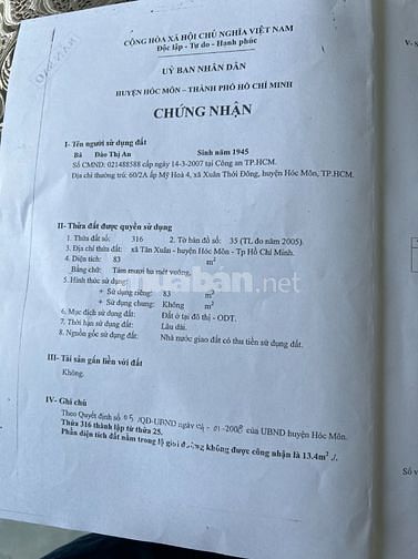 Bán nhà C4 Tân Xuân 6, Hóc Môn giá 2,9 tỷ